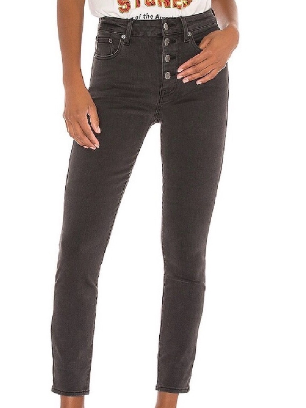 pistola High-Rise Button-Fly Skinny Jeans - Charcoal